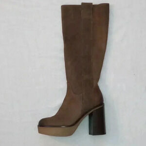 MANAS Leather platform heeled boots